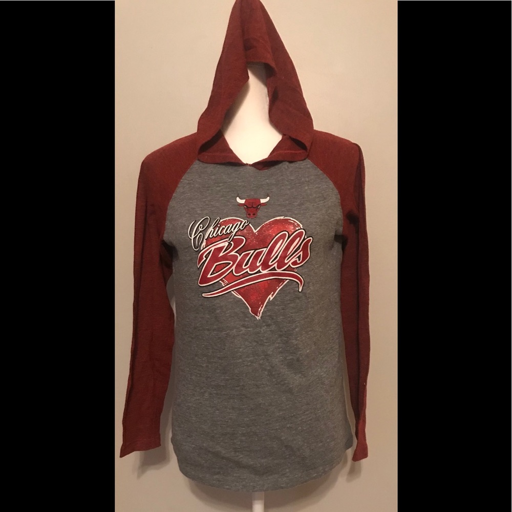 NBA Chicago Bulls long sleeved hooded t-shirt.
